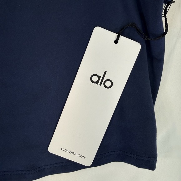 NWT Alo Yoga Alosoft Crop Finesse Short Sleeve Size S Navy Blue NEW - Picture 6 of 11